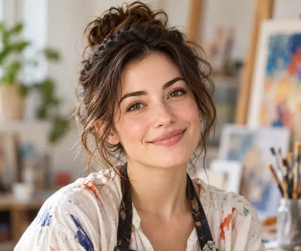 Friendly head-and-shoulders portrait of an arts enthusiast against a softly lit neutral background.